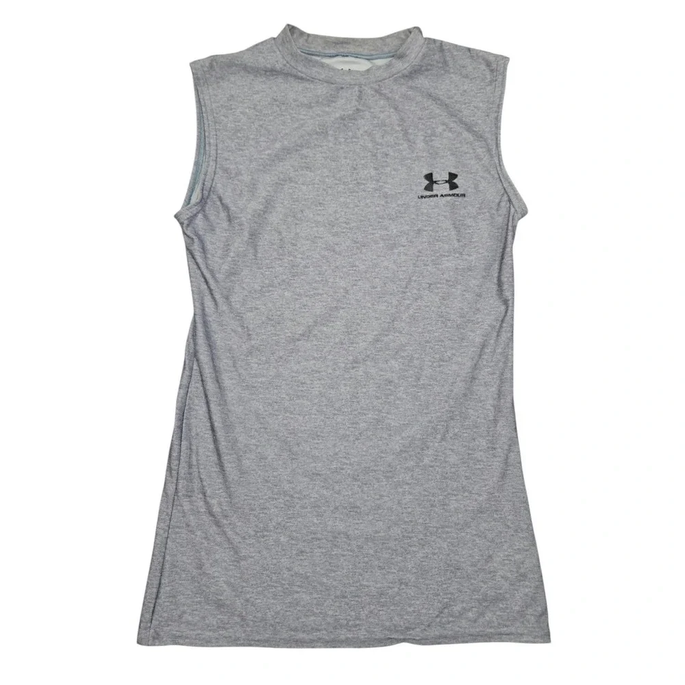 Under Armour Shirt Boys YLG Large Gray Heather Sleeveless Compression Muscle Top